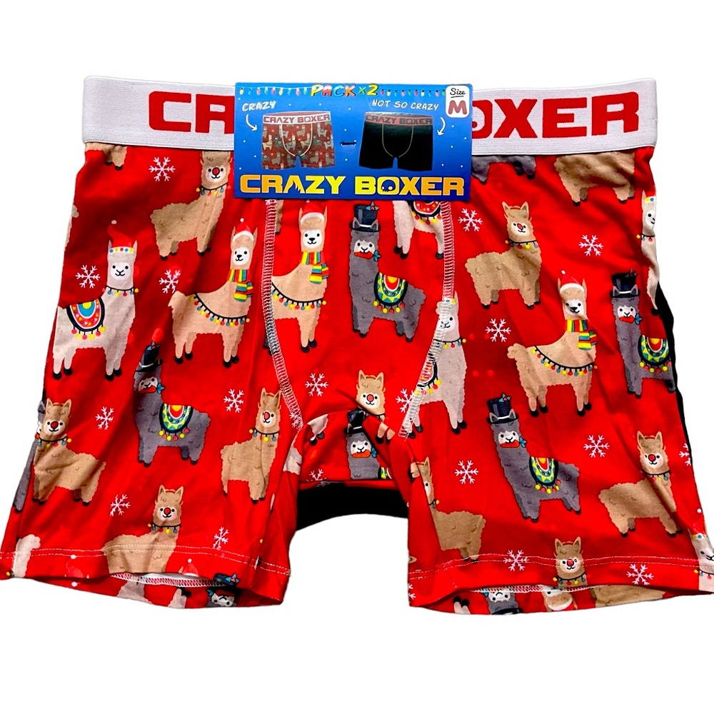 Crazy Boxer 2 Pack Christmas Llamas Holiday Underwear